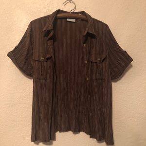 VINTAGE brown striped button up